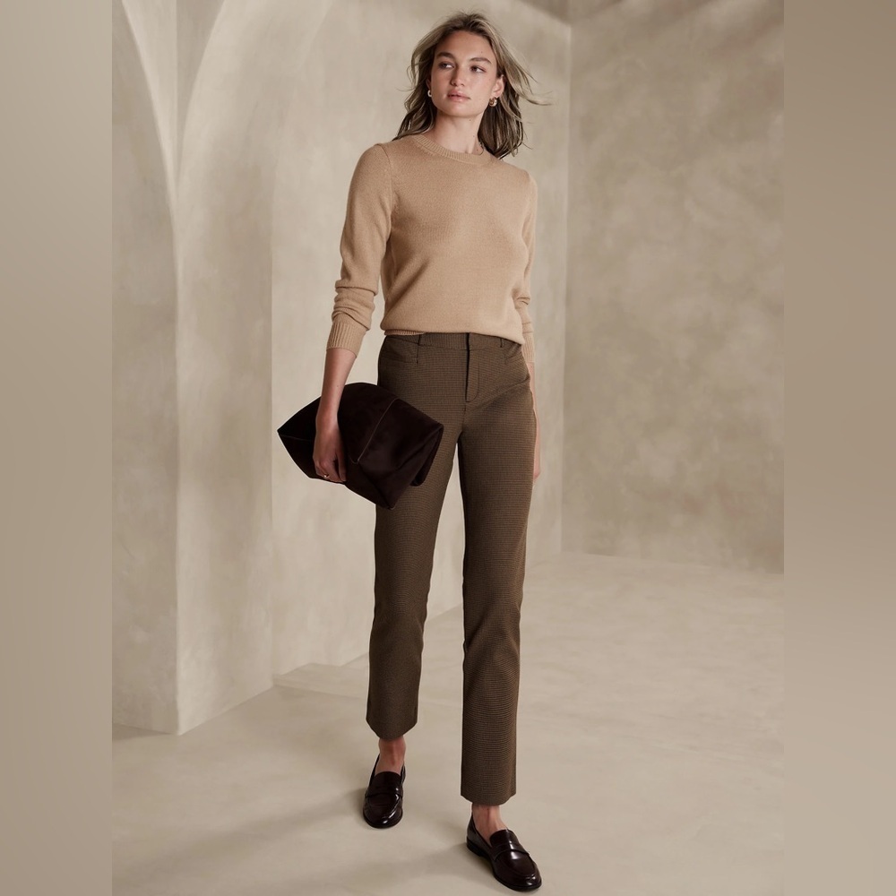 Banana Republic Brown Tweed Straight Leg Crop Raw Edge Dress Pants Trousers 2P